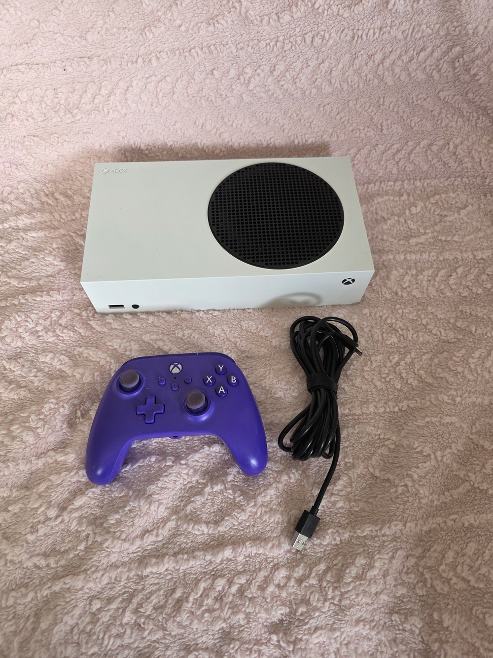 Xbox Series S White Console with Purple Controller